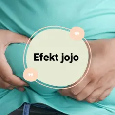 Dłonie ściskają brzuch, symbolizując frustrację związaną z efektem jojo.