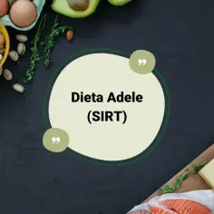 Dieta Adele (SIRT) - zdrowe produkty jak łosoś, orzechy, jajka i warzywa.