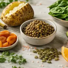 Ziemniak, banan, suszone morele, soczewica, szpinak, awokado, pestki dyni i pomarańcza – te produkty pomogą Ci dostarczyć odpowiednią ilość potasu dziennie.