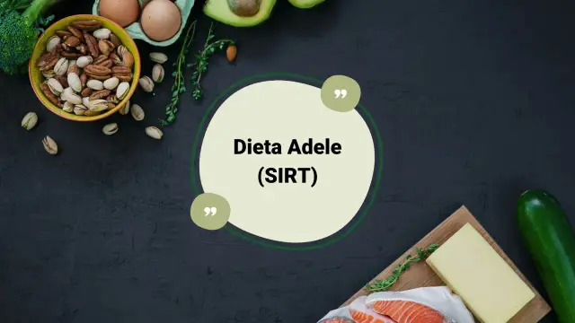 Dieta Adele (SIRT) - zdrowe produkty jak łosoś, orzechy, jajka i warzywa.
